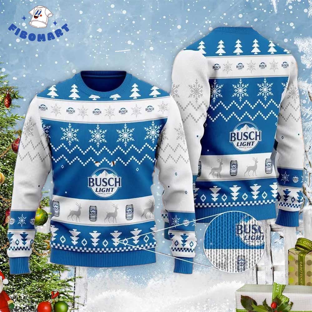 Busch Light Deer Snowflakes Ugly Christmas Sweater