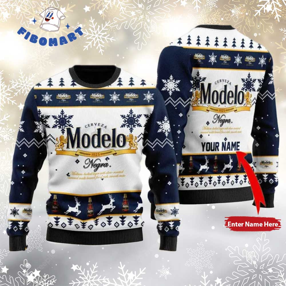 Custom Name Modelo Negra Snowflake Christmas Ugly Sweater