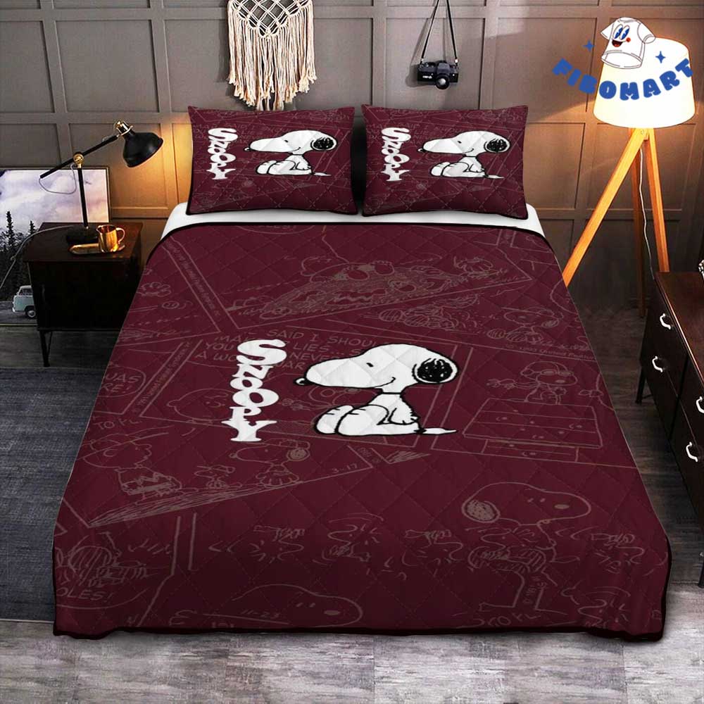 Cute Snoopy The Peanuts Cartoon Bedding Set
