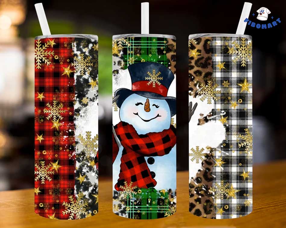 Cute Snowman Smile Christmas Snowflake Skinny Tumbler