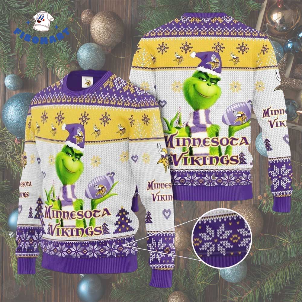 Minnesota Vikings The Grinch Ugly Christmas Sweater
