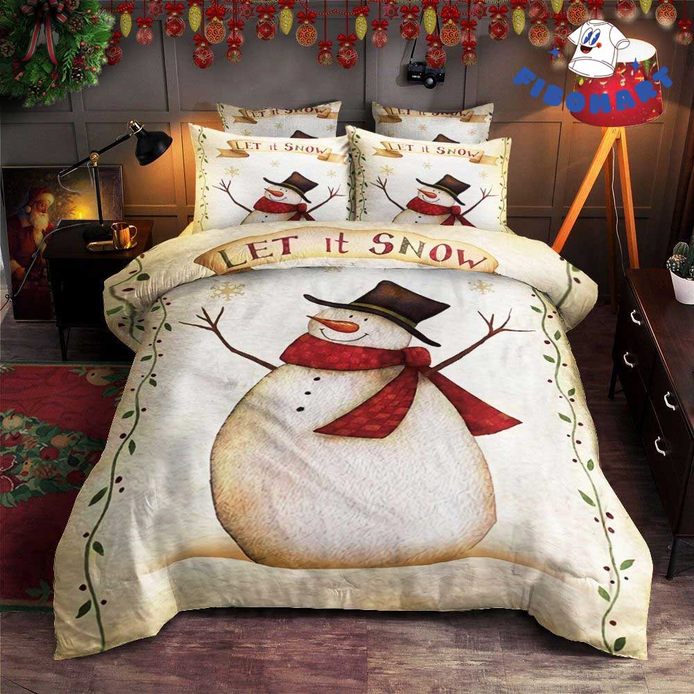 Let It Snow Funny Snowman Bedding Set