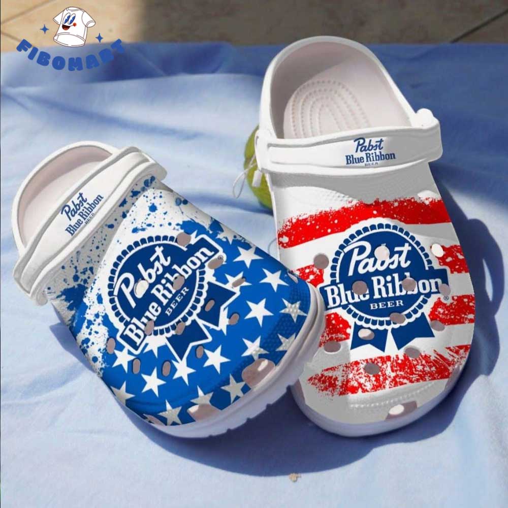 Pabst Blue Ribbon American Flag Color Crocs