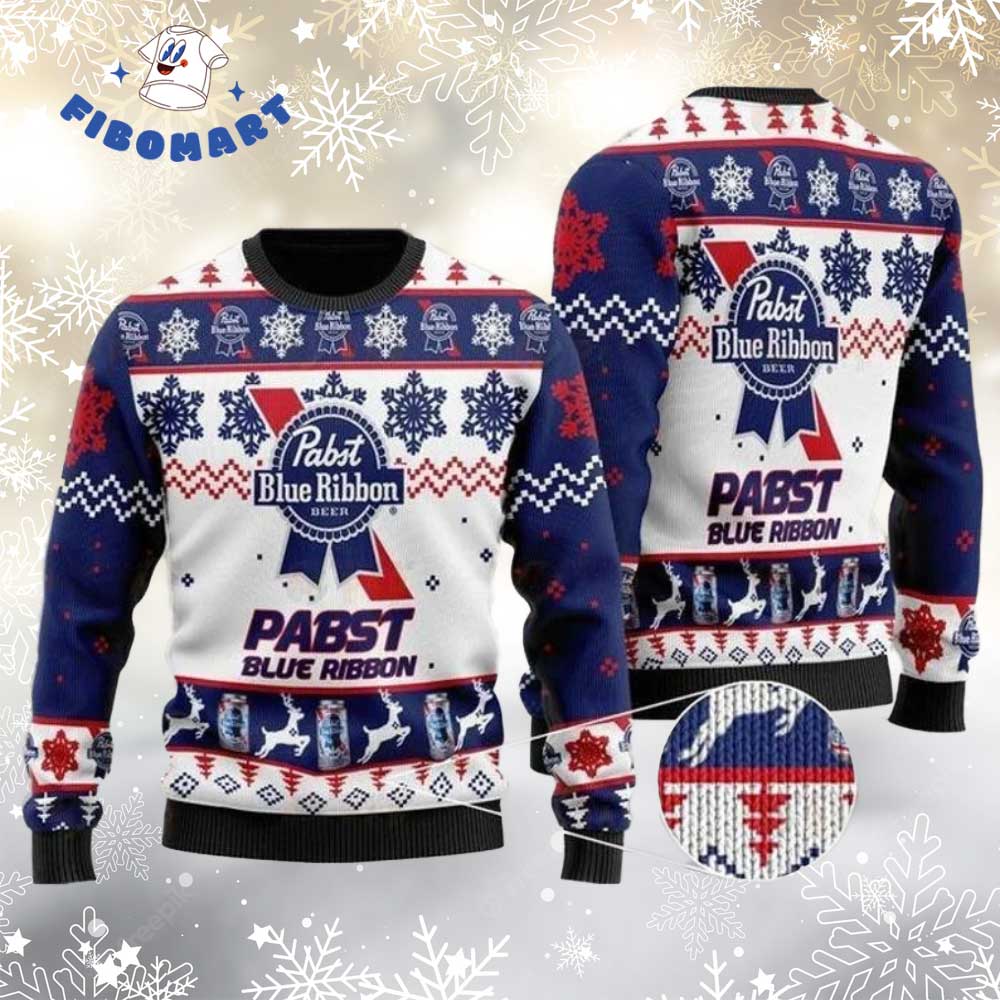 Pabst Blue Ribbon Reindeer Ugly Christmas Sweater