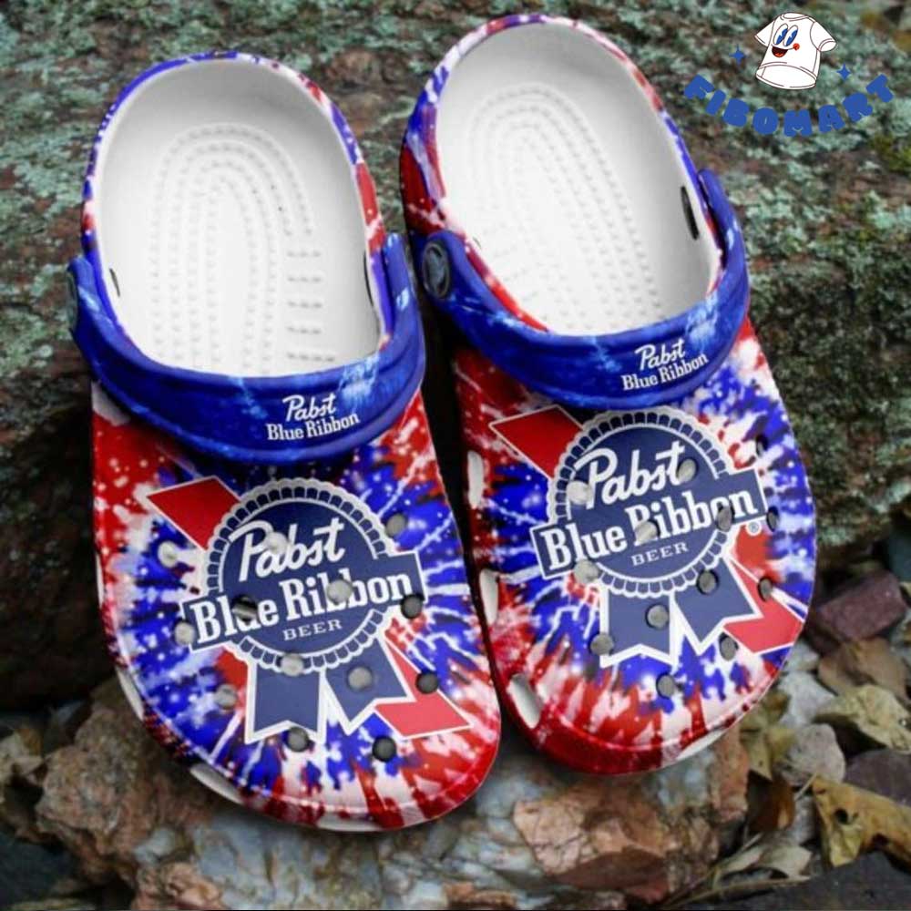 Pabst Blue Ribbon Tie Dye Crocs