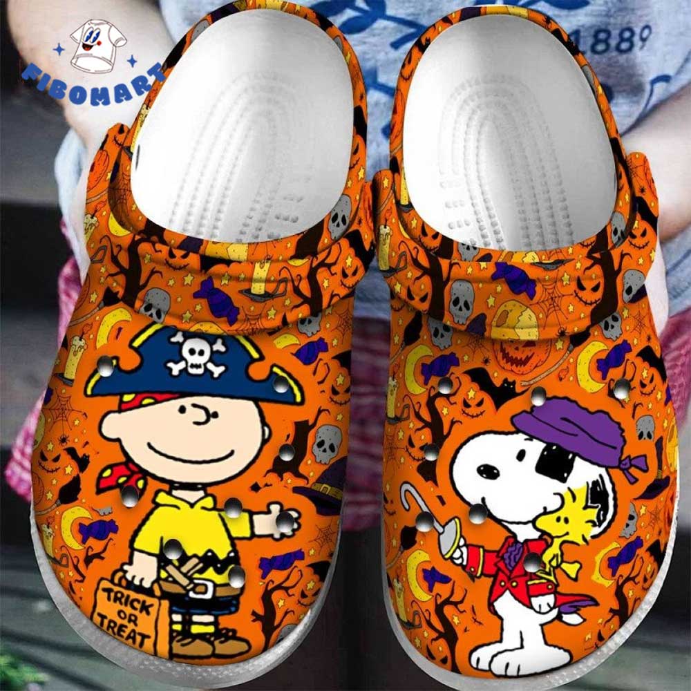 Pirates Charlie Brown And Snoopy Halloween Pumpkin Crocs