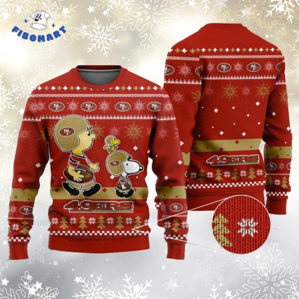 San Francisco 49ers Charlie Brown Snoopy and Woodstock Ugly Christmas Sweater