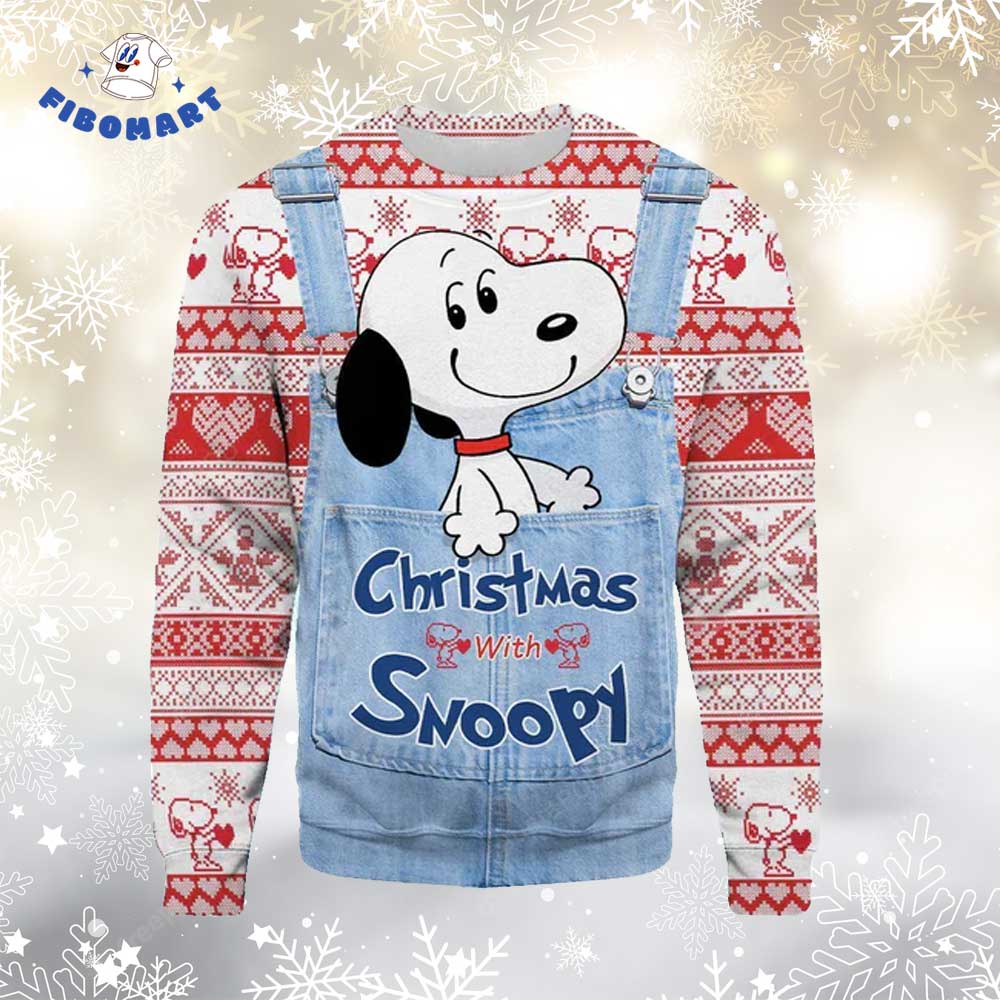 Smile Snoopy Holding A Heart Ugly Christmas Snoopy Christmas With Snoppy