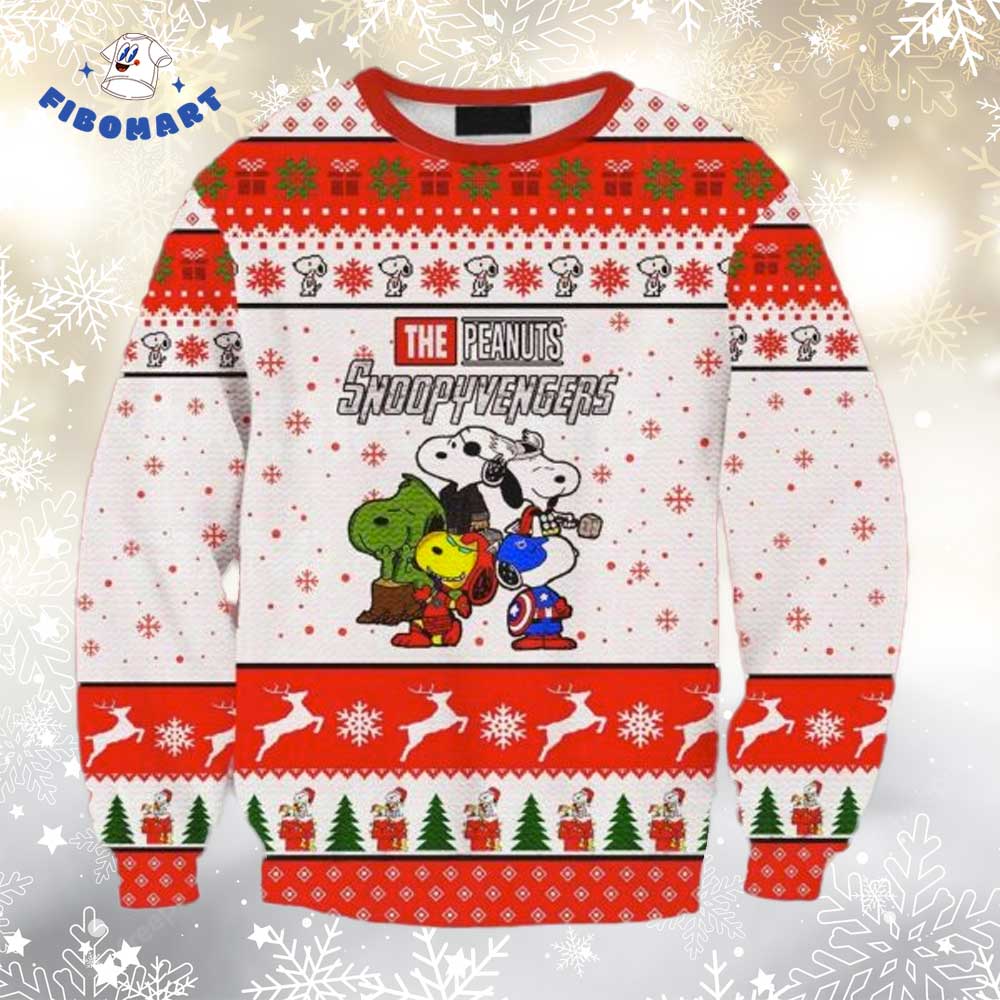 The Peanuts Snoopyvenger Snowflake Reindeer Ugly Christmas Sweater