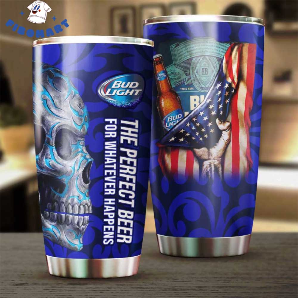 Bud Light Skull American Flag Tumbler