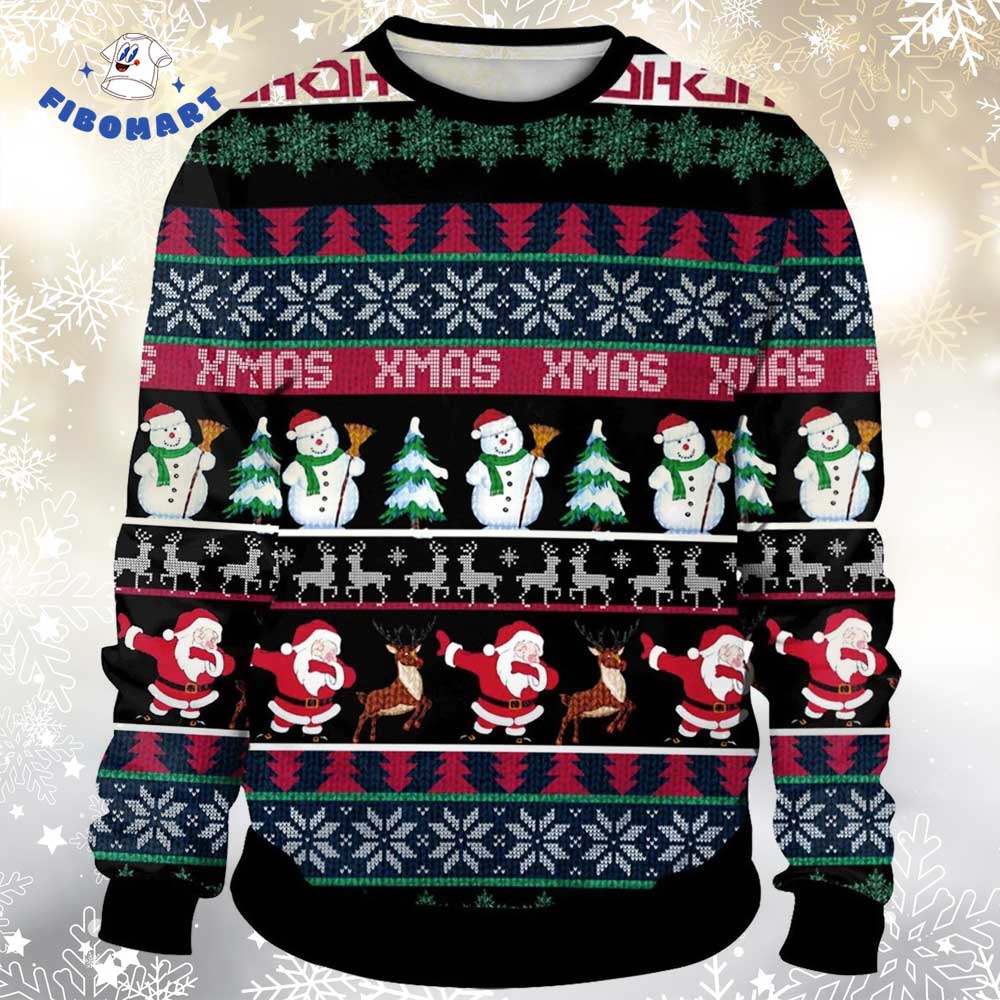 Xmas Cute Snowman Santa Clause Reindeer Ugly Christmas Sweater