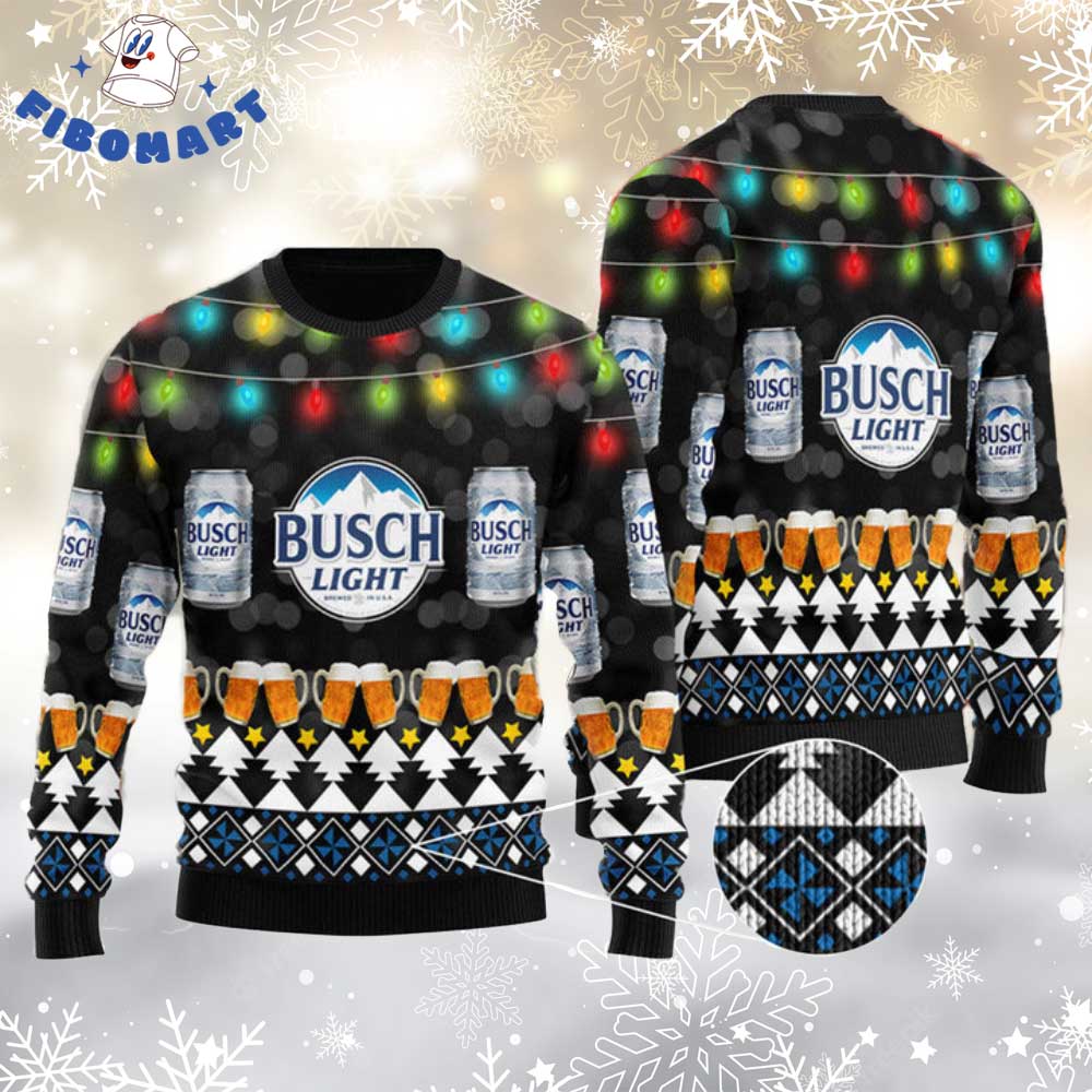 Busch Light Christmas Light Ugly Sweater