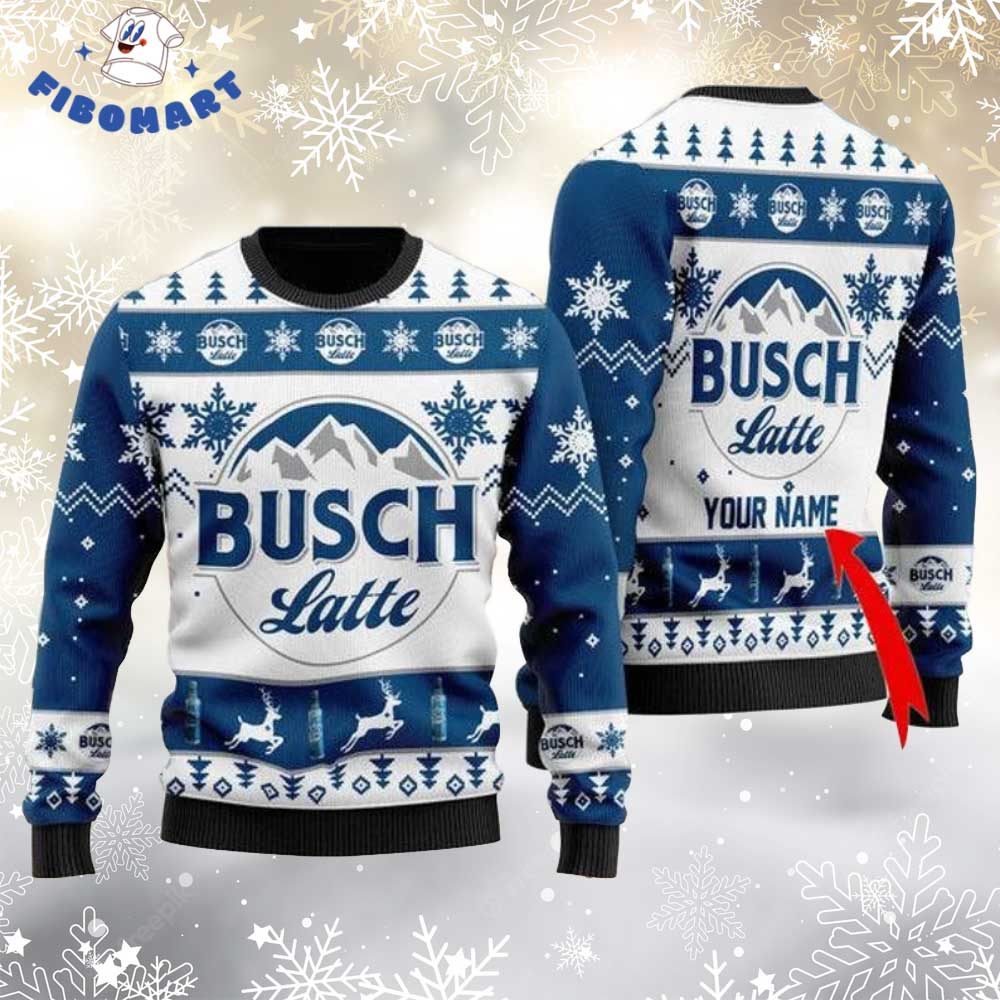 Busch Latte Custom Name Ugly Christmas Sweater