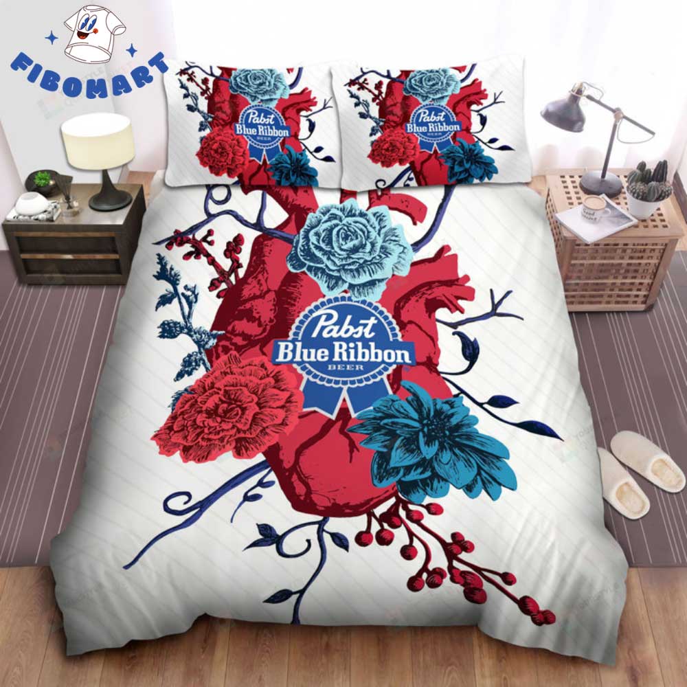 Flower Heart Pabst Blue Ribbon Bedding Set