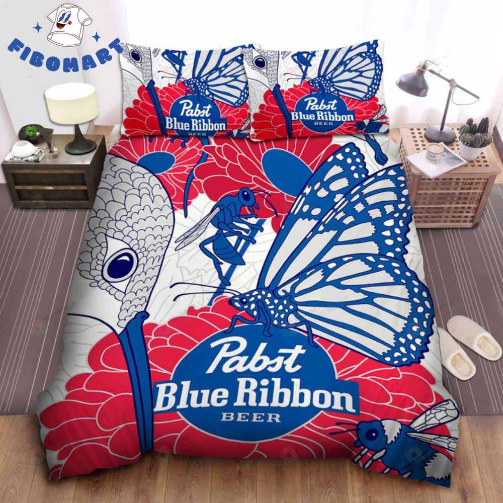 Pabst Blue Ribbon Flower Butterfly Bedding Set