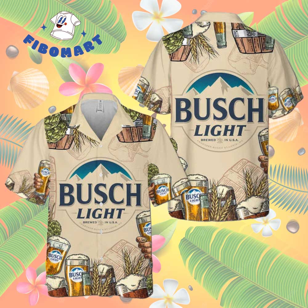Retro Brewing Beer Busch Light Hawaiian Shirt
