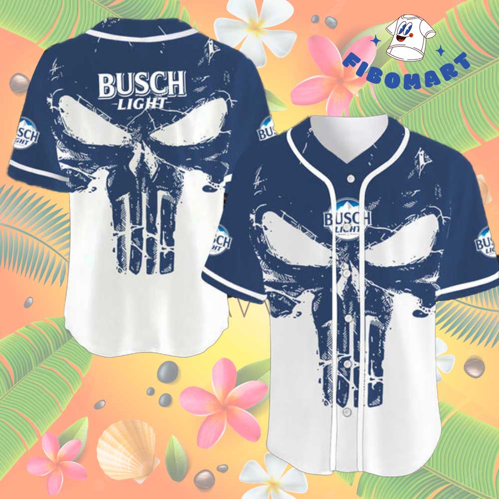 Retro Skull Busch Light Baseball Jersey
