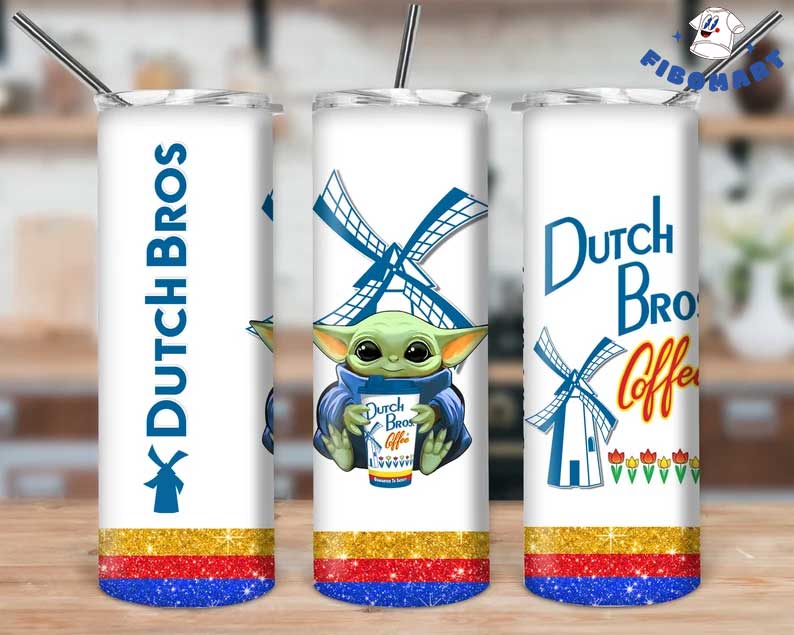 Baby Yoda Drink Dutch Bros Coffee Skinny Tumbler