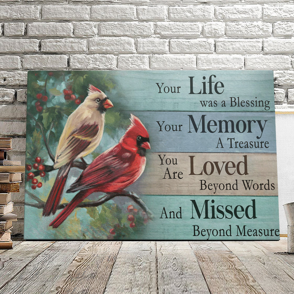 You Life Was A blessing – Cardinal Bird – Christian Canvas Prints – Faith Canvas – Bible Verse Canvas