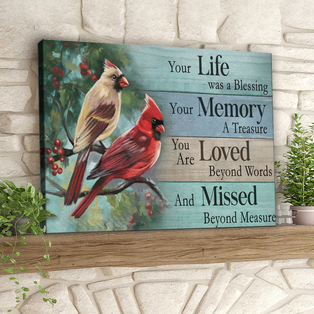 You Life Was A blessing – Cardinal Bird – Christian Canvas Prints – Faith Canvas – Bible Verse Canvas