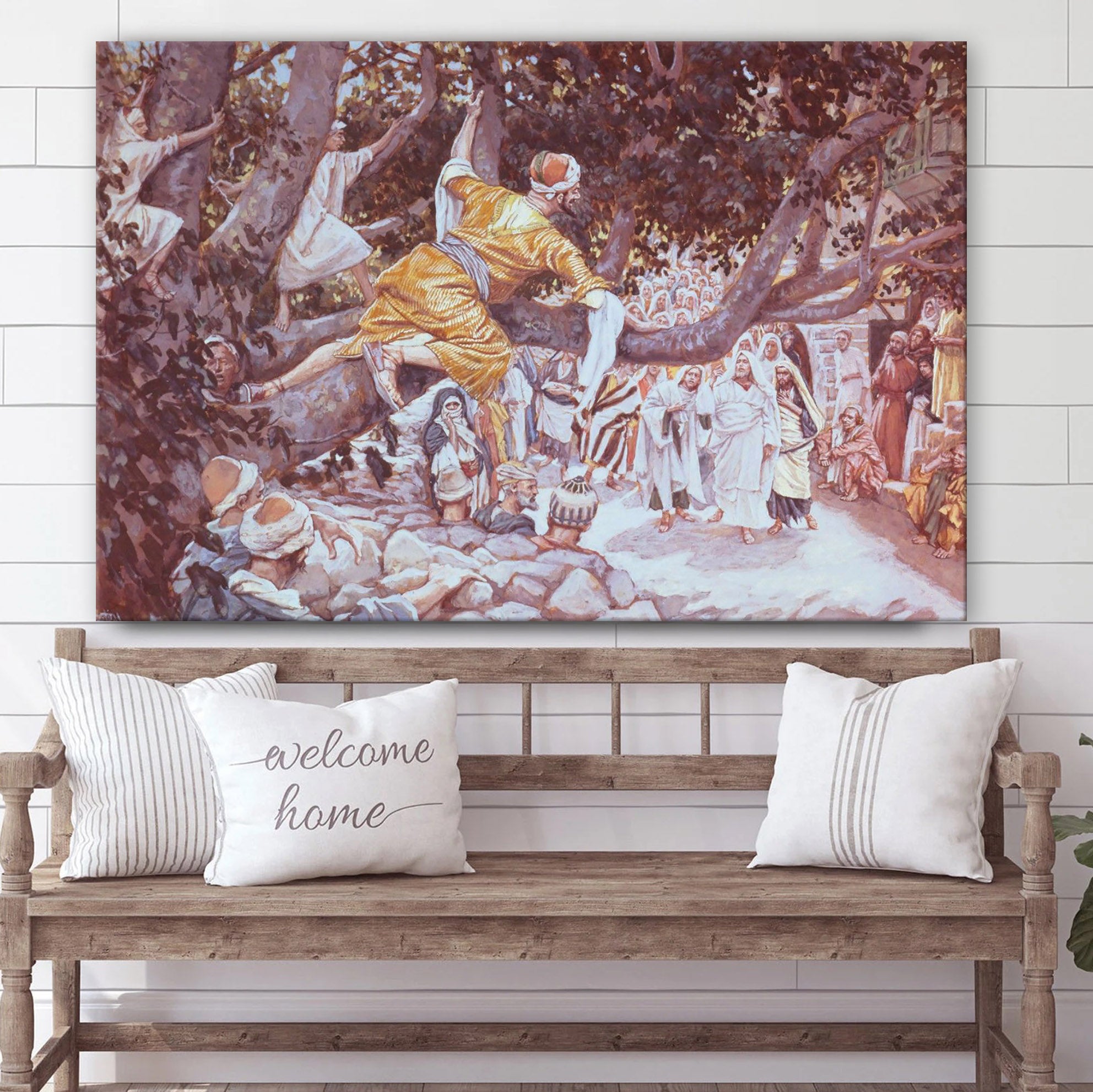 Zacchaeus In The Sycamore Tree Canvas Pictures – Christian Paintings For Home – Religious Canvas Wall Decor